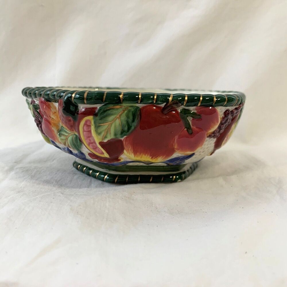 Fitz Floyd Al Fresco Bowl Dish Cottage Core Country Vintage Holiday Christmas